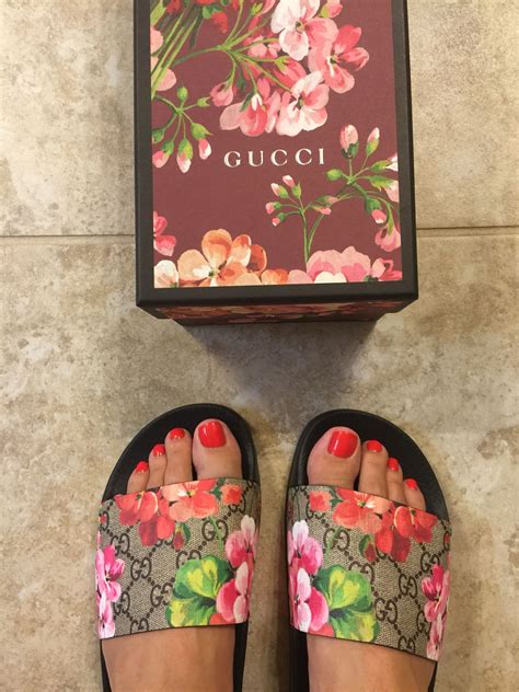 gucci bloom slides 39|gucci floral slides outfit.